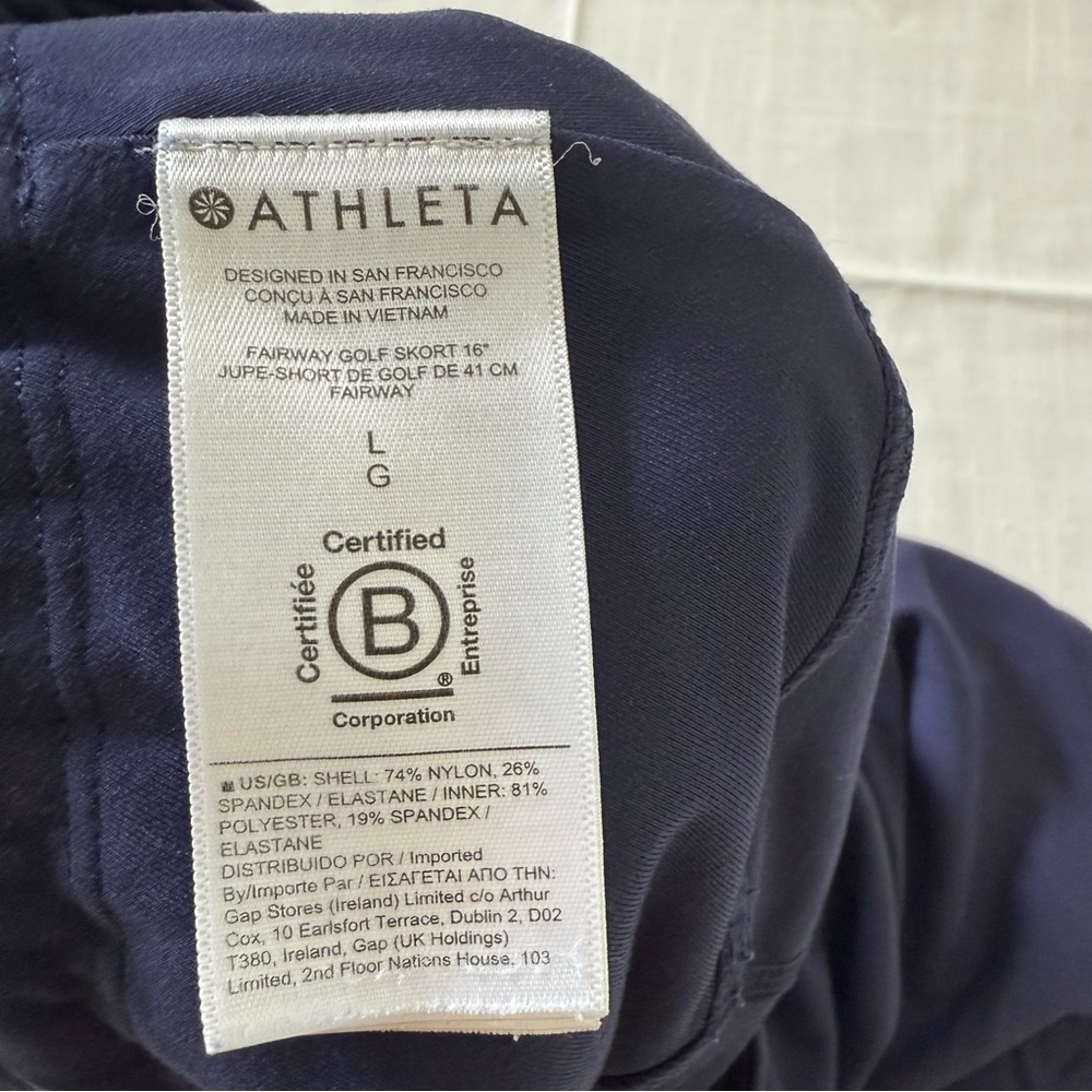 Athleta Fairway Golf Skort 26” Navy Blue Women’s Size L Activewear Golf Tennis - Picture 10 of 10
